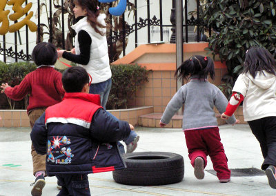 Active children in school playground