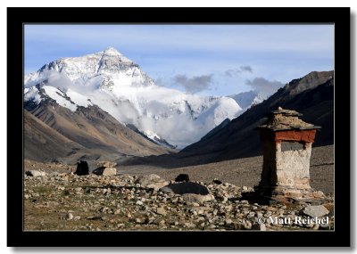 Yaks and a Offering House by Everest, Rongbuk, Tibet