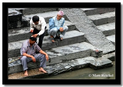 Shaving in Mourning for his Mother, Pashupati Ghats, Nepal