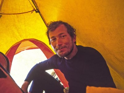 Me in tent above the Stegosaur