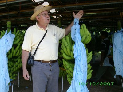 Dave with bunches of bananas