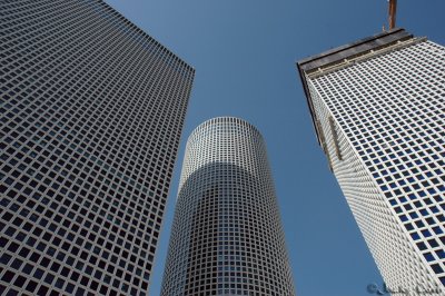 The 3 Azrieli Center Buildings (Rectagular, Rounded & Squared).