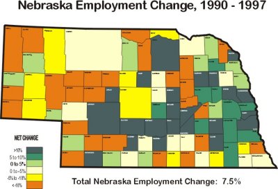 Nebraska Employment Change 1990 - 1997