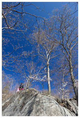 Steve and Norah pose on a large rock