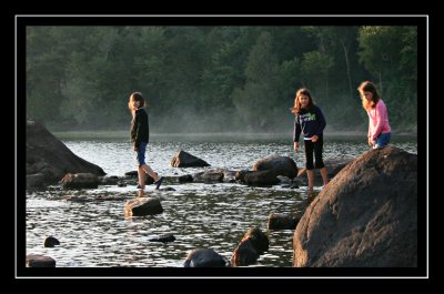 Girls Exploring Lake harris