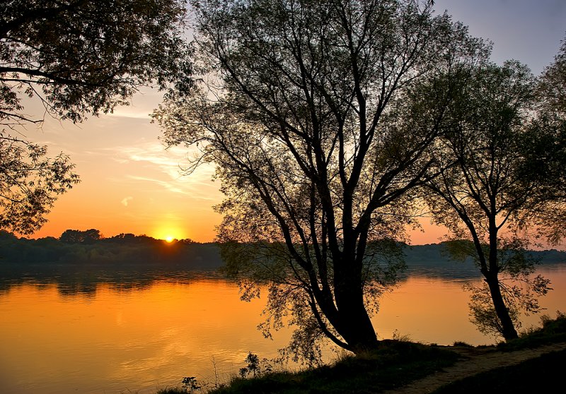 Wisla River Sunset In October