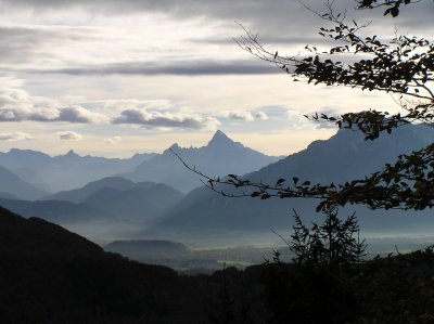 Blick vom Heuberg Richtung Untersberg und Watzmann