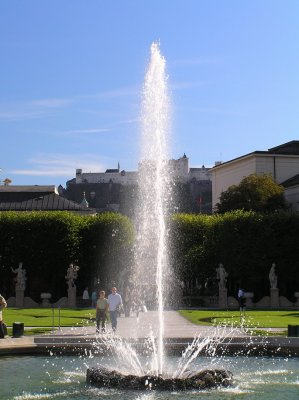 fontaine at the Mirabell-garden with Hohenfeste Salzburg