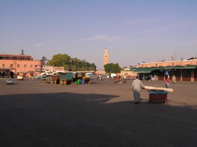 almost empty Djemna el-Fna in the morning