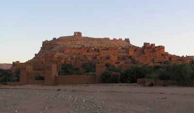 full view of Ait Ben Haddou at sunrise