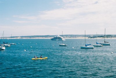 Mega yacht docked in the bay