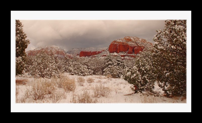 Red Rock in White