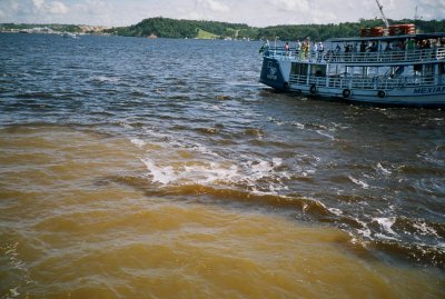 The Rio Negro and the Amazon slam into each other