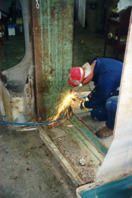 Grinding down some welds