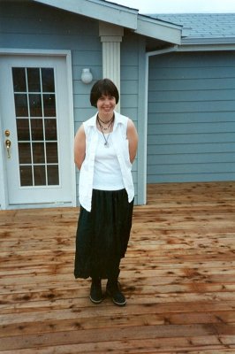 Kelly on our new deck ready for school '95