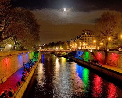 Multi coloured Seine River, Paris