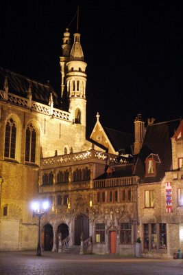 Basilica of the Holy Blood entrance at night