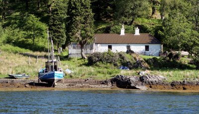 Cottage and boat, Loch Moidart