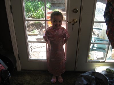 Leila's new dress NaNa brought back from China