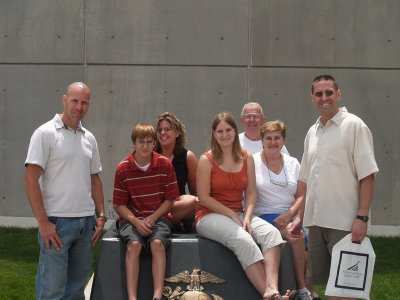 Outside the museum with the family