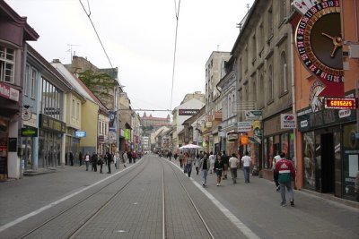 Pedestrian tram area