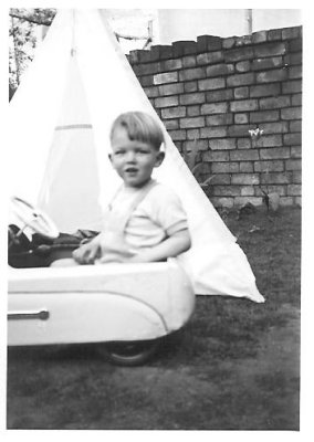 03 - in pedal car in back garden of  Seymour Av. - circa 1957-8.jpg