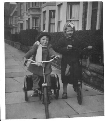 05 - on trike with Meryl in Seymour Av. - circa 1957-8.jpg
