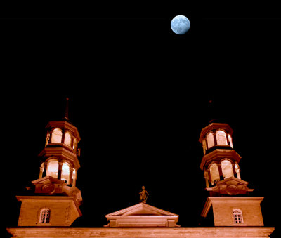 Moon on church