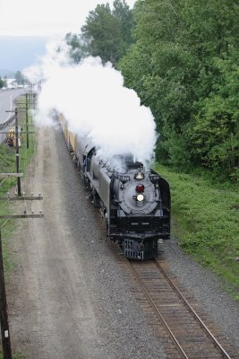 UP 844 at Corbett Road Exit near Rooster Rock on the Colombia prior to joining up with the SP 4449 at Portland