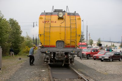 The auxilary water tank for UP 844 at the Fife Yard near Tacoma