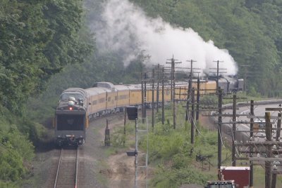 Vanishing vista - Steam and the telegraph pole with multiple cross arms.