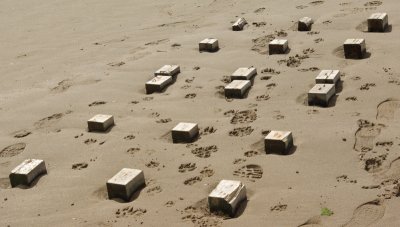 Blocks on the beach.