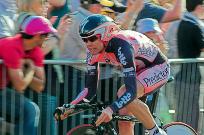 Cadel Evans will never win with his hands on the brakes...