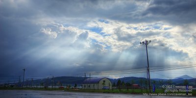 Crepuscular rays over Hokkaido