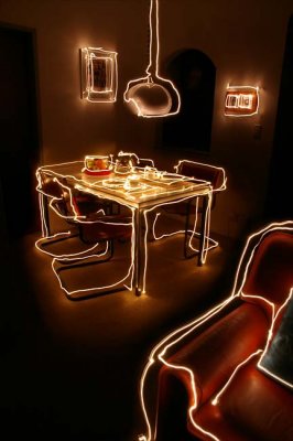 light drawing - dinner table