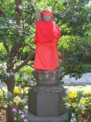 Many of the statues on temple grounds are dressed
