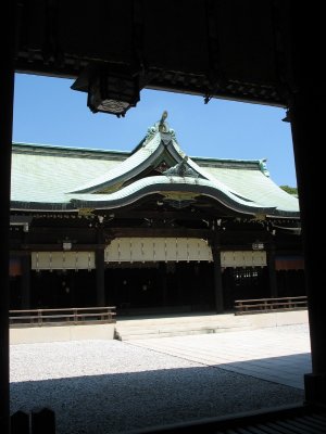Meiji-jingu shrine through the doorway