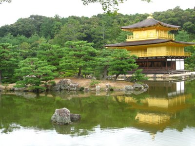 The Golden Pavillion reflected in a pond