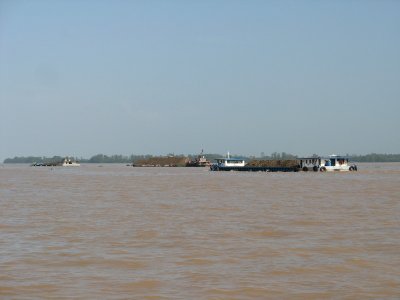 Sand barges on the Mekong