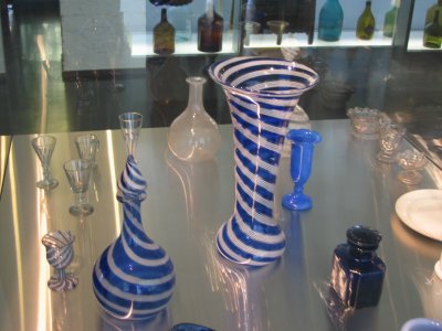 Blue-and-white vase and carafe