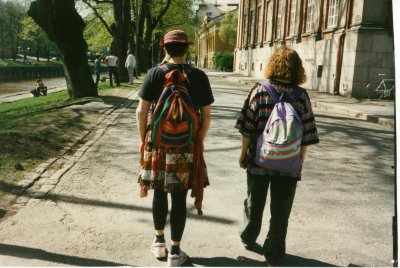 Two colorful walkers in Turku