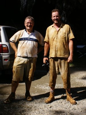 George & James Suitably Dirty After Caving