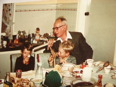 George at 6 years with Brother James and Grandpa Fricker