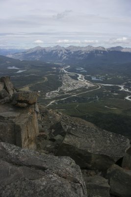 view of Jasper from top of Jasper Tramway (on The Whistlers)