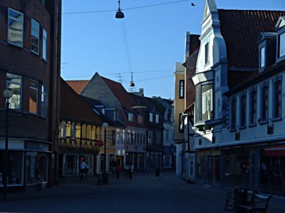 Downtown Nakskov at sunset