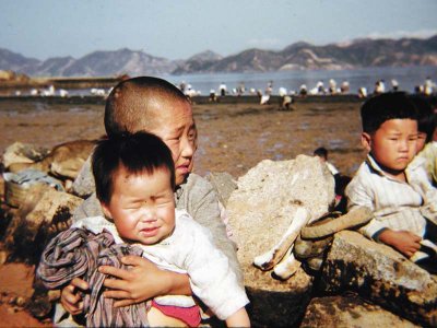Kids near tidal flats