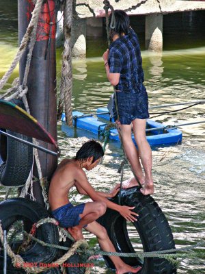 Kids playing in the Chao Praya River