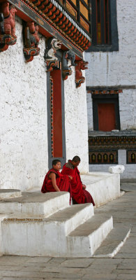 Dzong with 2 Young Monks