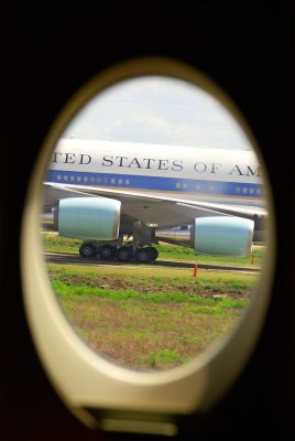 Air Force One from inside plane