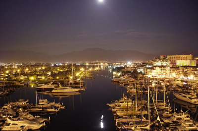 Moon over marina